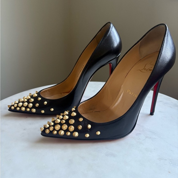 Christian Louboutin Black Heels with Gold Studs